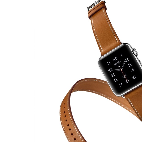 Leather Double Tour Brown Watchband for Apple - Picture 5 of 14